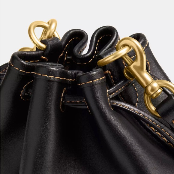 Coach 1941 Camila Bucket Crossbody Bag in Brass/Black Glovetanned Leather NWT - Picture 9 of 9